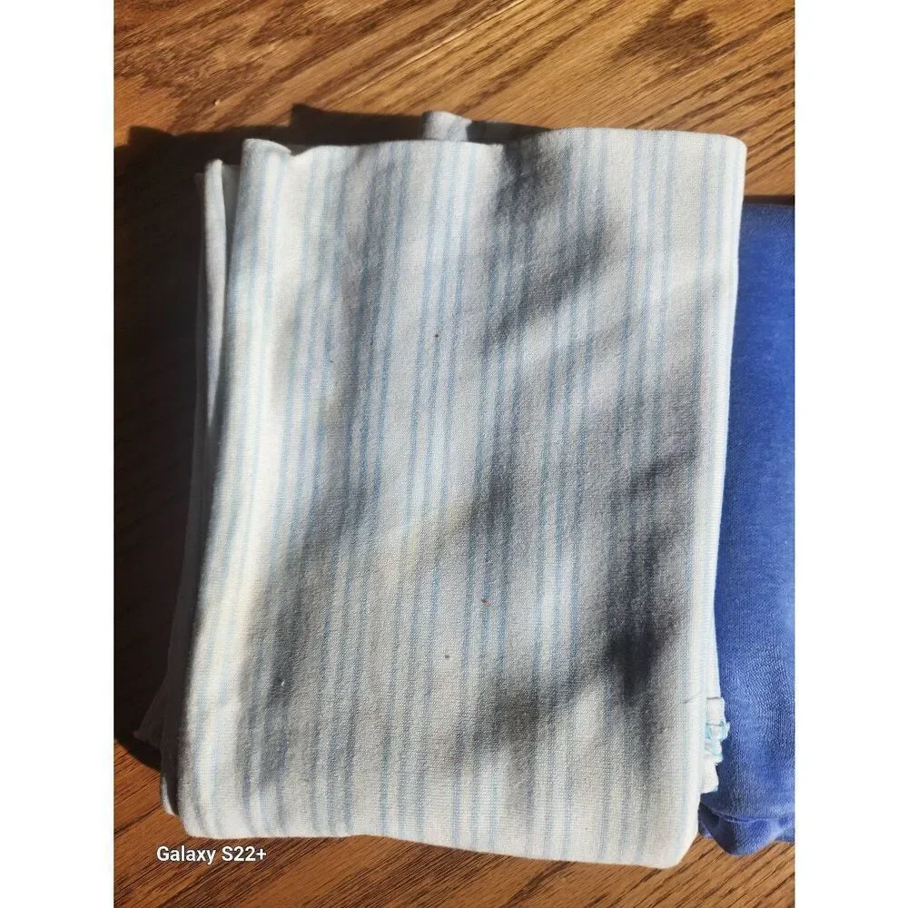 Blue & White Striped, and Solid Blue knit fabrics, Large pieces
